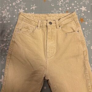 SHEIN Cream Corduroy Flare Pants